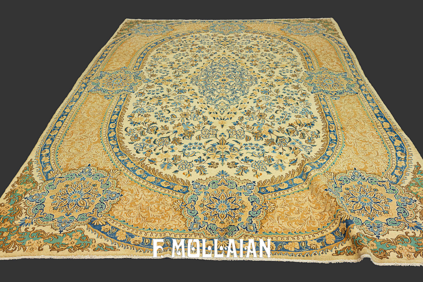 Hand-knotted Antique Kerman Carpet with mix of European-Persian Design n°:87473295